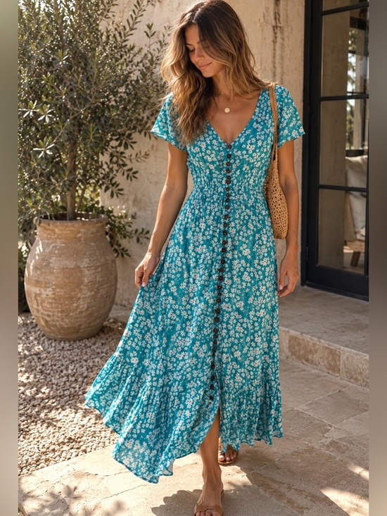 Tiare Hawaii Dresses & Skirts - Tiare Hawaii Blue White Backless Maxi Dress